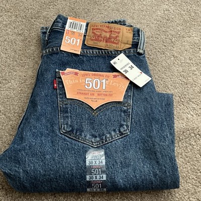 Levi's 501 Jeans Men 30x34 Blue Straight Leg Button Fly 005010193
