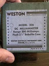 Weston Model 506 DC Milliammeter A Vintage Electrical Instrument. Made In USA