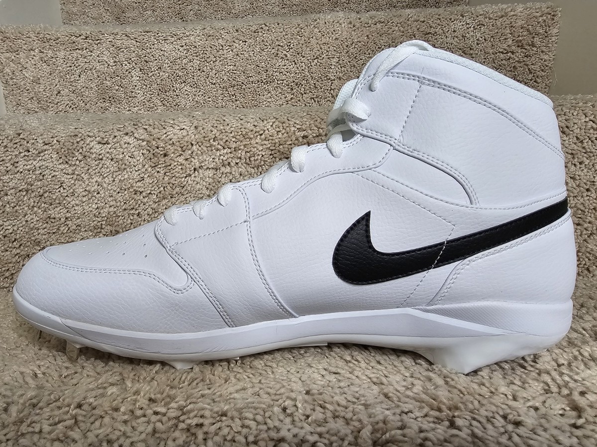 Nike Air Jordan 1 Metal AV5355-101 Men Size 13 White Black Baseball Cleat Retro Nike Jordan 1 Retro Metal White Baseball Cleats Black AV5355  main image 4