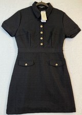 GUESS Los Angeles Women's Tovah Tweed Dress Jet Black Size Large NWT