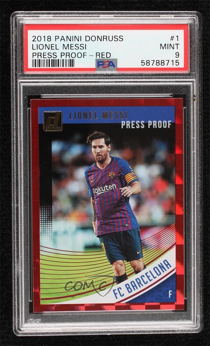 2018-19 Panini Donruss Press Proof Red Lionel Messi #1 PSA 9 MINT 14hs