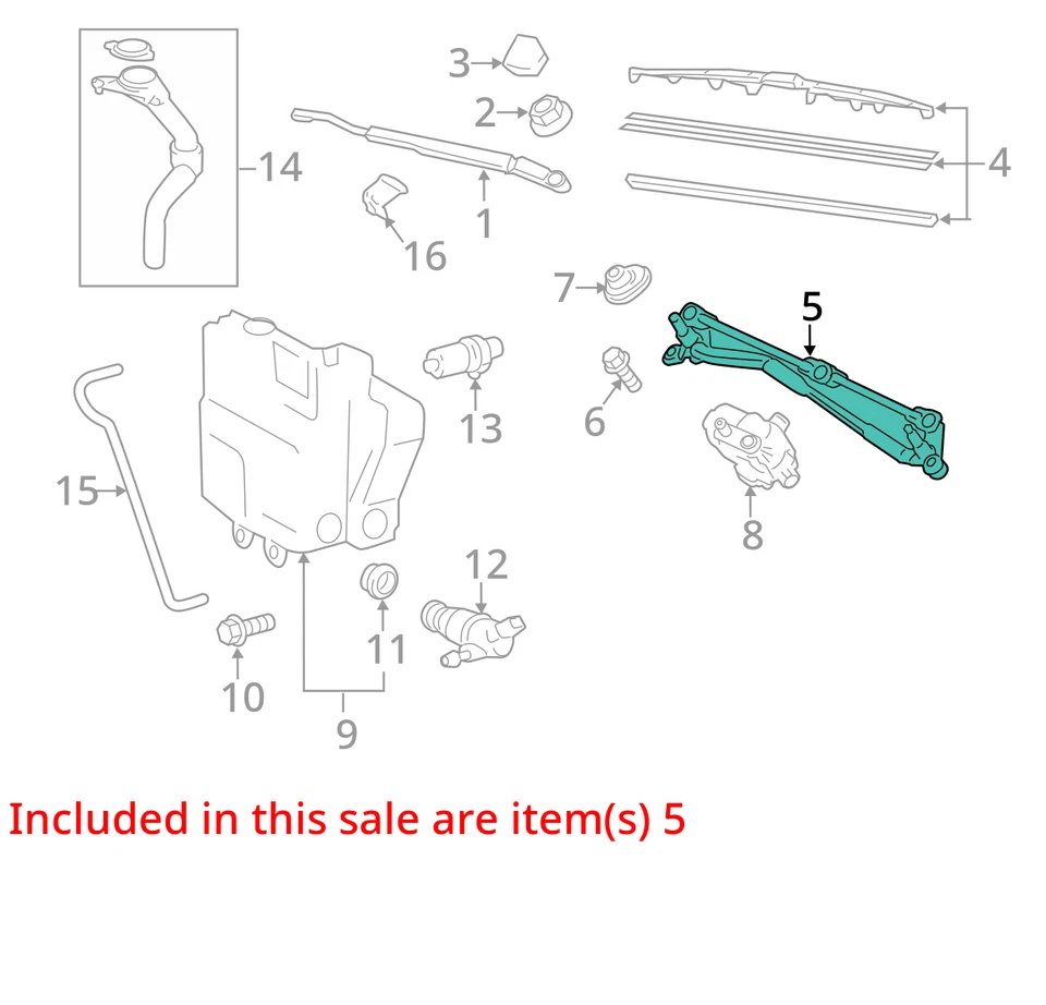 Transmisión limpiaparabrisas compatible con 11-15 SCION IQ 30653150 Foto 3 de 4