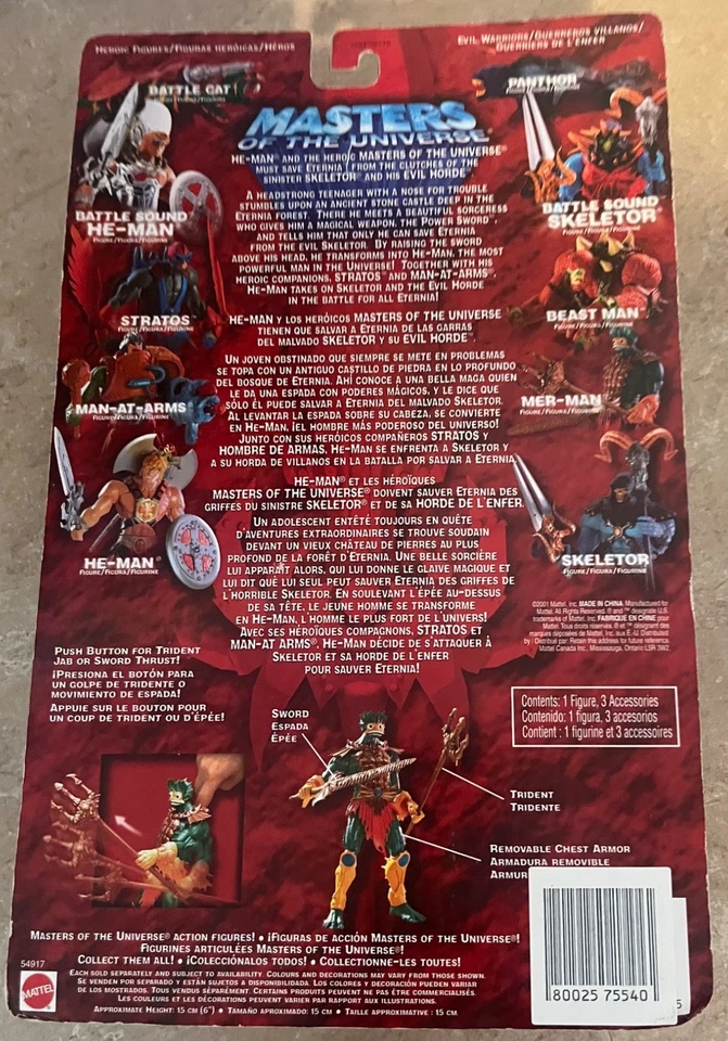 Mer-Man He-Man 200X Masters Of The Universe MOTU 2001 Mattel NUEVO SELLADO Foto 4 de 4