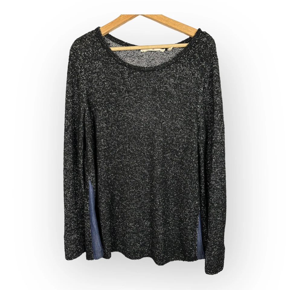 Suéter túnica Soft Surroundings talla grande P Bexley negro jaspeado cambray pop Foto 2 de 4