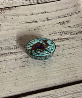 Sterling Silver Camel Enamel Vintage Miniature Trinket Box