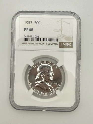 1957 50C Proof Silver Franklin Half Dollar NGC Graded PF 68