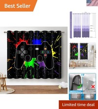 Game Controller Blackout Curtains for Kids Boys Teens Bedroom Colorful Video ...