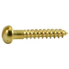 MIDWEST FASTENER 62076 Wood Screw, #4, 3/4 in, Plain Brass Round Head Slotted
