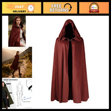 Velvet Hooded Cloak Cape for Adults - Medieval Renaissance Costume, Halloween Ou