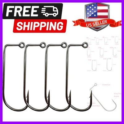 50pcs/100pcs Aberdeen 90 Degree Fishing Jig Hooks Long Shank Forged Barbarian...