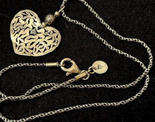 Silpada Sterling Filigree Heart Rope Chain Pendant Retired