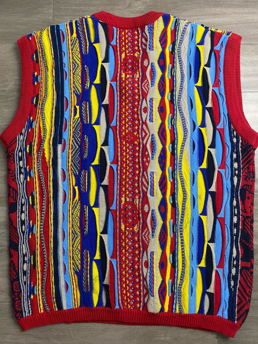 Vintage Delf Sweater Vest Men's XL Long 3D Coogi Style Cosby