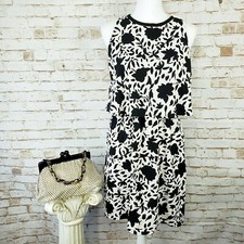 Ann Taylor LOFT Sz 4 Strewn Floral Layered A-Line Dress B/W/Pink Sleeveless VGC