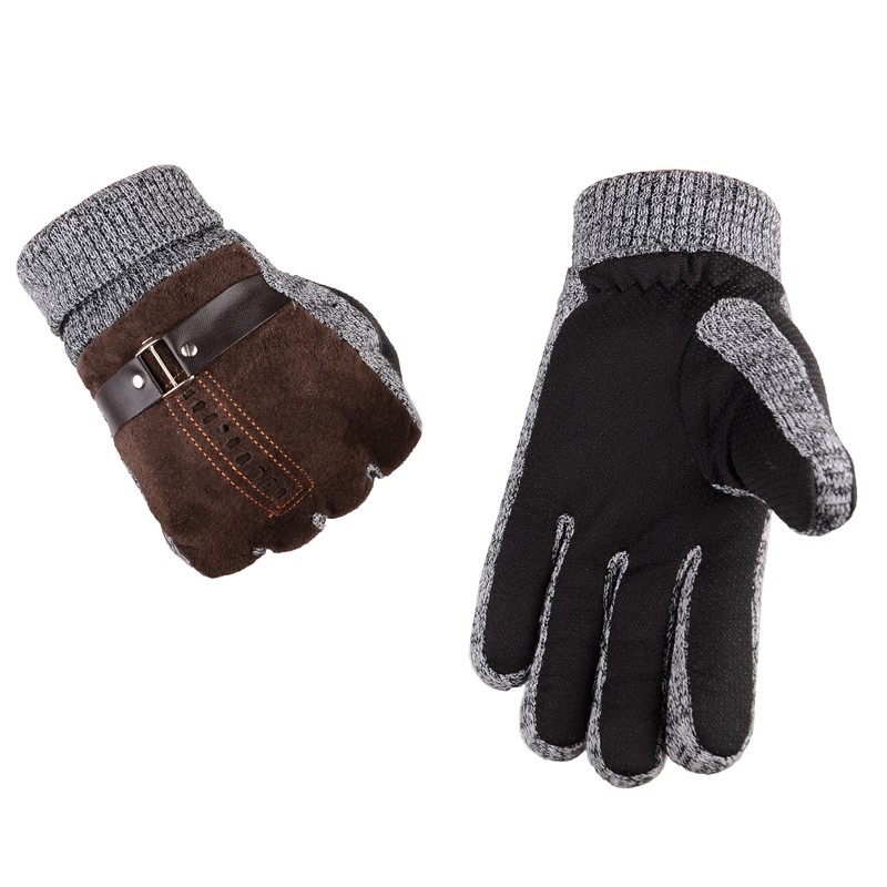 Mens Winter Warm Gloves Real Leather Thicken Waterproof Windproof
