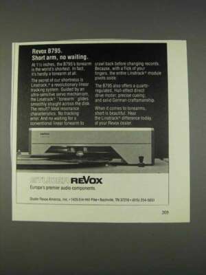 1982 Studer Revox B795 Turntable Ad - Short Arm