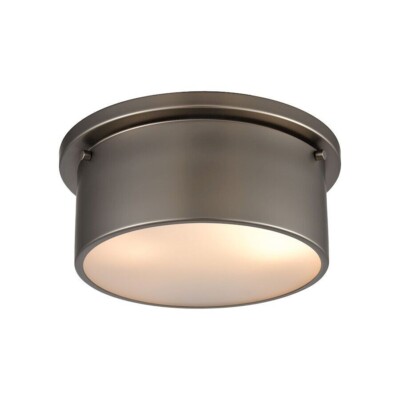 Elk Lighting 2 Light Flush Mount Ceiling Light Frosted Glass Black Nickel New