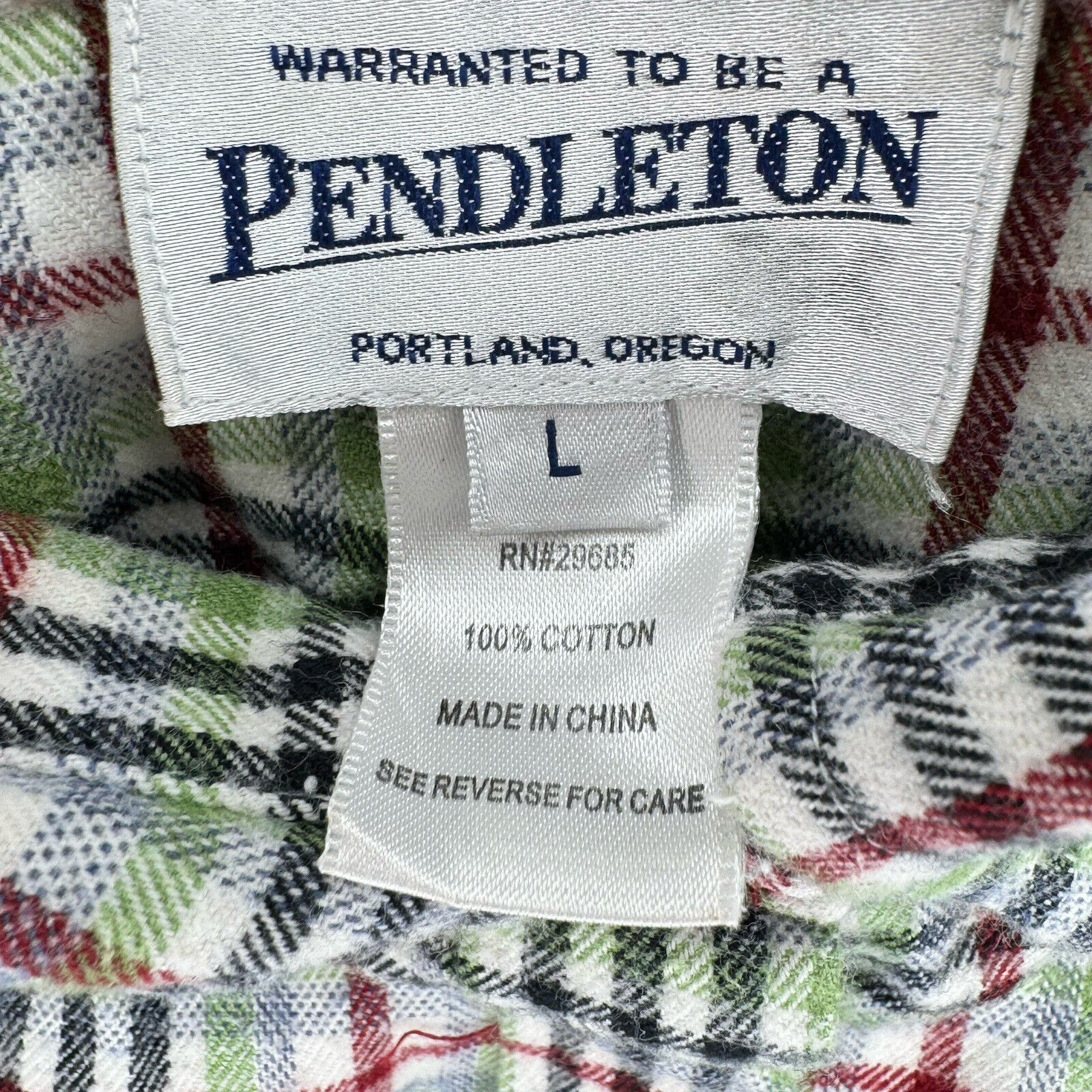 Women’s Large Vintage Pendleton Flannel Green Nav… - image 5