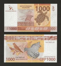 FRENCH PACIFIC TERRITORIES 1000 Francs 2014 (2019) P-6c, Newest Signatures, UNC.