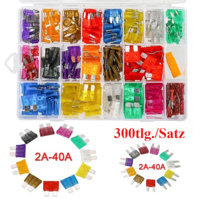 300Pcs Car Fuses Assorted Set Van Bike Mini & Standard Blade Fuse 2A-40A Box US