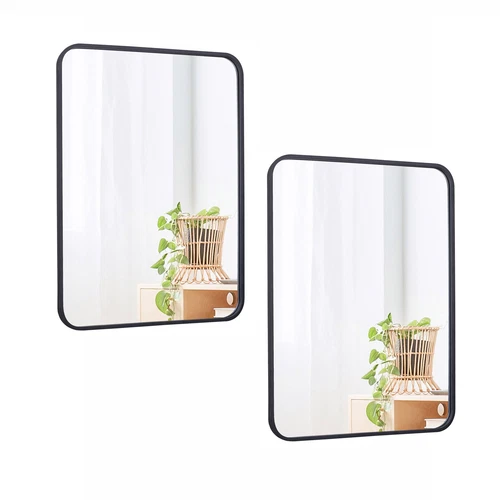 30" Black Wall Mirror for Bathroom 2PCS Wall Mounted Rectangular Vanity Mirrors - Picture 1 of 21