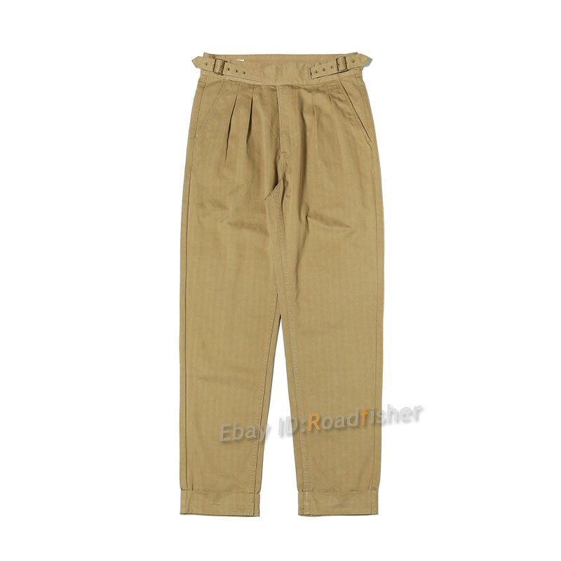 Men's Cotton Trousers Gurkha Pants Casual Vintage Work Pants Military