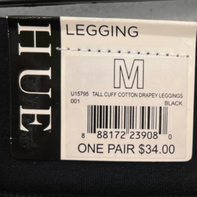 ポケット Hue Black Tall Cuffed Cotton Drapey Leggings Size Medium U15795 | eBay