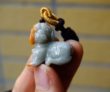 Certified Natural Untreated Grade A Jadeite Jade zodiac teddy dog Pendant 1677