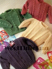 Aran Sweaters & Cardigans Knitting Pattern. Child's/Toddlers 20-26 Inch Chest.