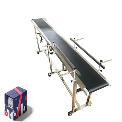 #ad #ad 110V 82.6quot;L x7.8quot; W Industrial PVC Belt Conveyor for Industrial Transport System $724.47
