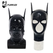 Slightly DEFECTIVE Silicone BDSM Black Dog Mask Head Hood For Halloween Cosplay