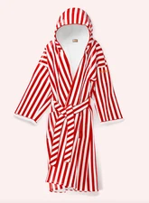 Truly Beauty Signature VIP Collection Bath Robe - Red & White Stripe - Hooded 