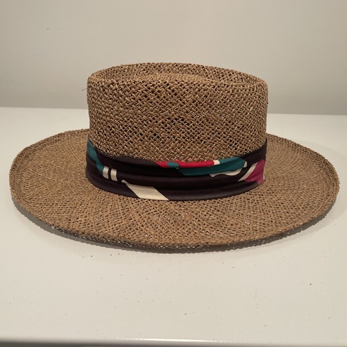 Dobbs Fifth Avenue (?) Hat Straw Fedora Panama Blue Red Band Size XL Vintage - Picture 4 of 8