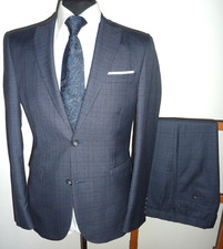 NEXT Tailoring SUIT 2 Piece Blue Check Slim Fit Mens 38 Jacket Trousers W 30 L31