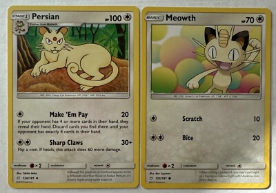 Meowth 125/181 & Persian 126/181 | Team Up | Pokemon | Evolution