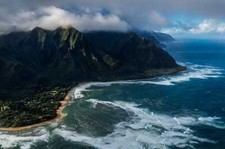 Landscape nature hawaii mountains clouds water aerial Custom Gaming Mat Desk
