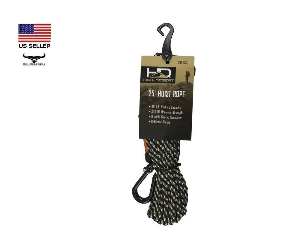 High-Desert 25' Tree Stand Hoist Rope w/ Heavy Duty Coated Carabiner Hook 100 lb - Image 2 of 4