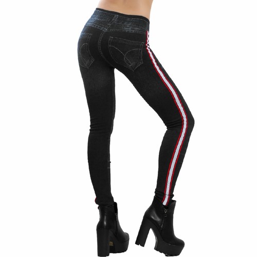 Leggings donna effetto jeans denim pantaloni aderenti righe fuseaux TOOCOOL F412 - Foto 14 di 20