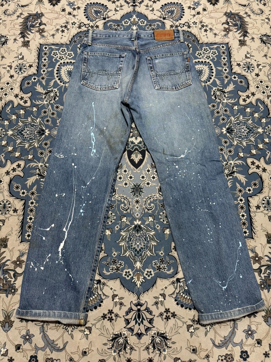 Vintage Edwin 505XX Selvadge Red Line Painted Jeans Pop Art | eBay