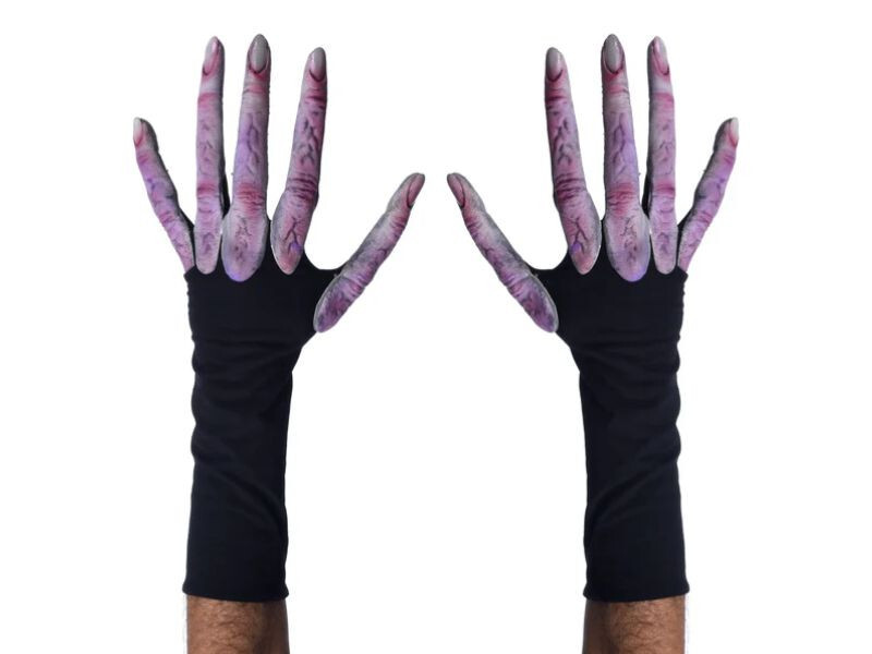 Adult Alien Gloves Long Finger Latex Sci-Fi Halloween Roswell UFO