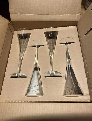 Set Of 4 - Vintage Princess House #436 Crystal Toasting Flute Goblets - In Box