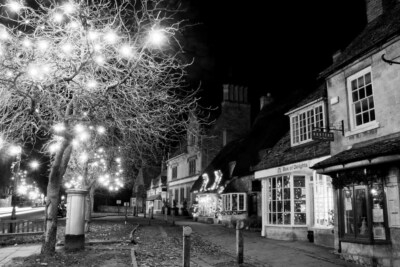 Broadway Weihnachtsbeleuchtung Cotswolds Worcestershire England Foto Bild