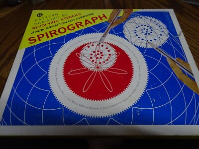 Ein Vintage 60er Jahre Denys Fisher Spirograph komplett mit allen Plastikringen/Zahnrädern