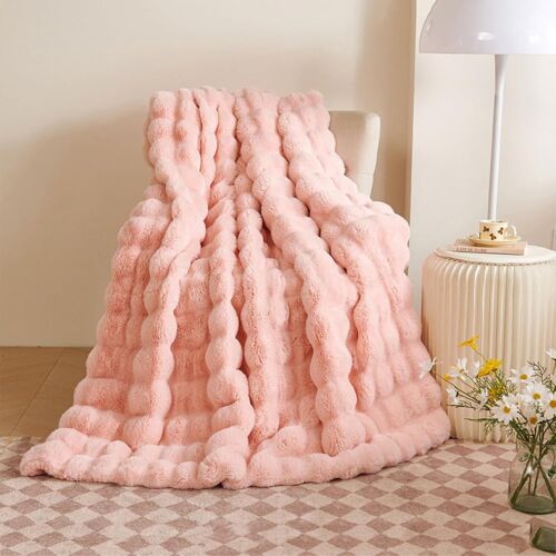 Luxury Plush Throw Blanket Super Soft Cozy Fuzzy Blanket Faux Fur Bed Blanket - Picture 40 of 76