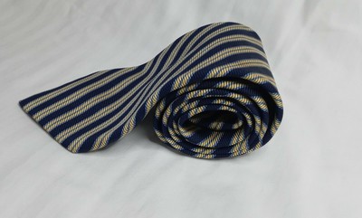 Brooks Brothers Makers100% Silk Woven Necktie Blue & Yellow Stripes