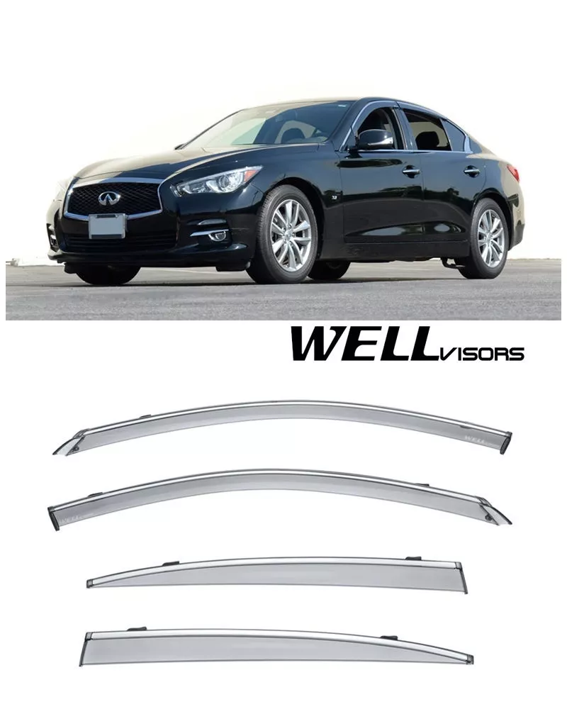 For 14 Up Infiniti Q50 WellVisors Smoke Side Window Visors