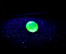 Large 11 MM Uranium Glass Gem Round Cut Green Faceted Vintage New Old Stock