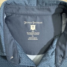 Hickey Freeman Polo Shirt XL Blue Geometric Performance Stretch Mens