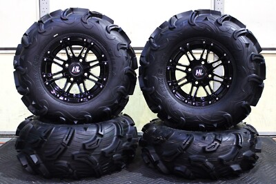 YAMAHA KODIAK 450 IRS 26'' MAXXIS ZILLA  ATV TIRE & HL3 BLK WHEEL KIT IRS1CA