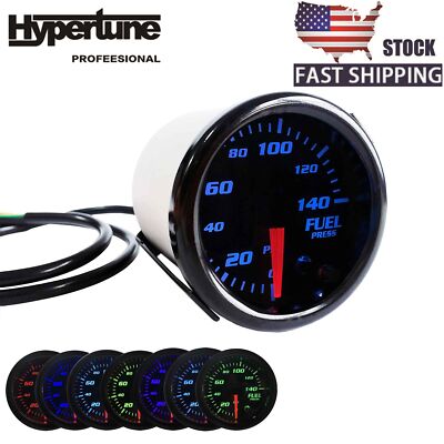 2-1/16'' 52mm Fuel Press Gauge Tinted 7 Color 0-140 PSI Meter & Sensor