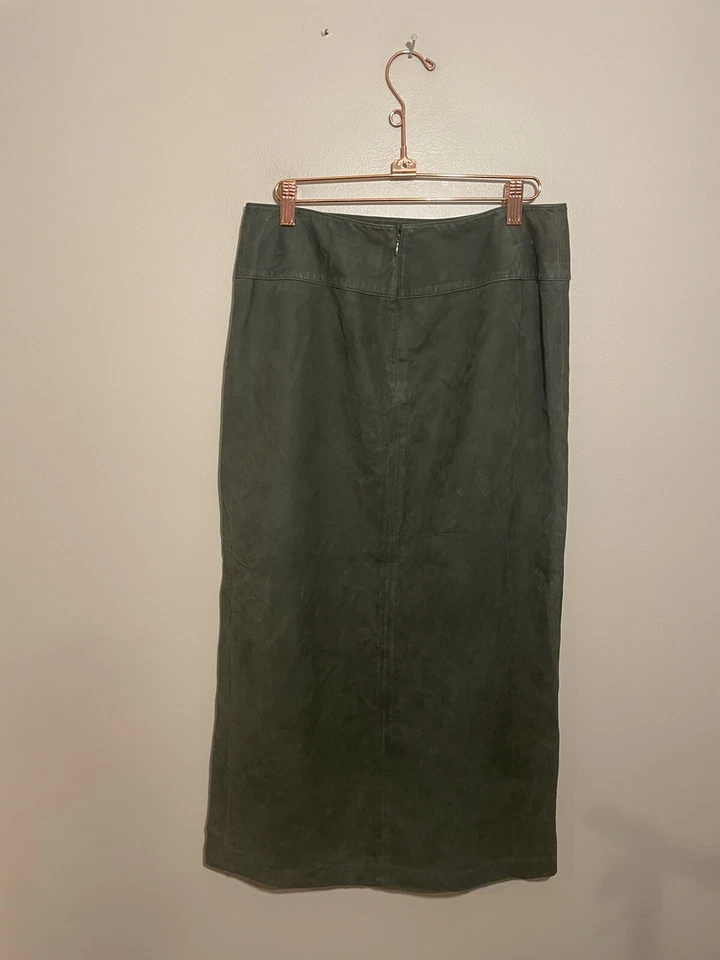 Falda Larga Lápiz Ranura Alta Linda Allard Ellen Tracy Vintage Cuero Talla 6 Verde Foto 2 de 4